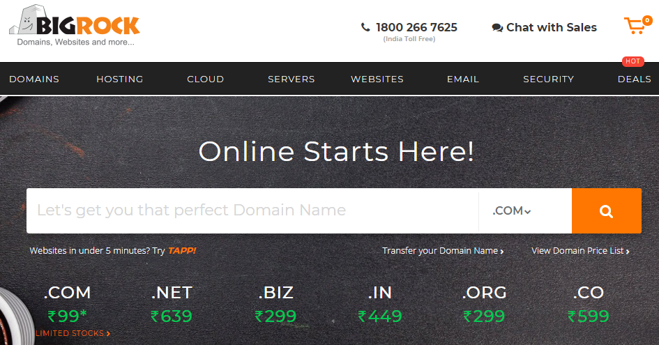 Bigrock domain name registrar