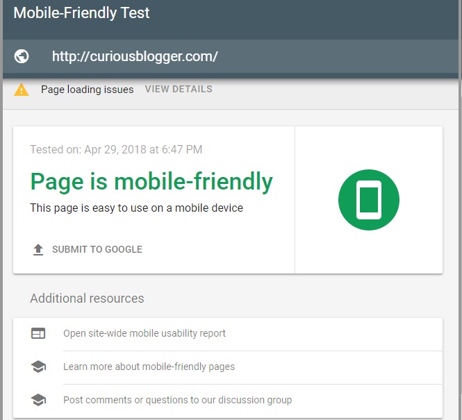 Mobile Friendly Test