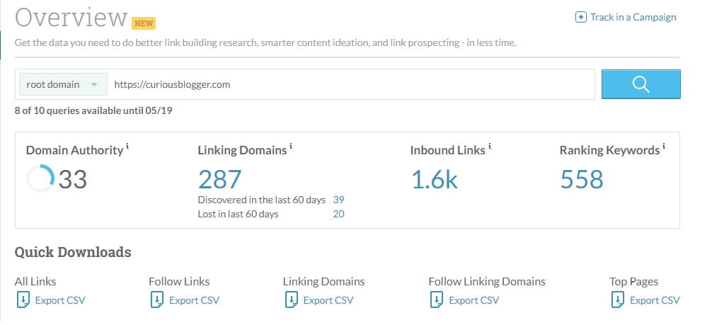 Moz Link Explorer