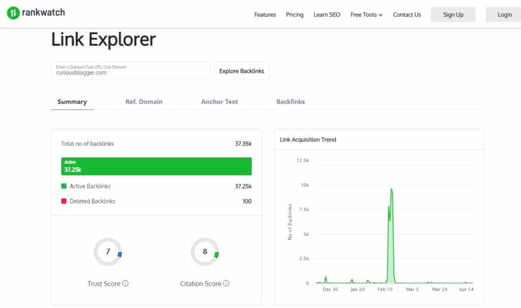 Rankwatch link checker tool