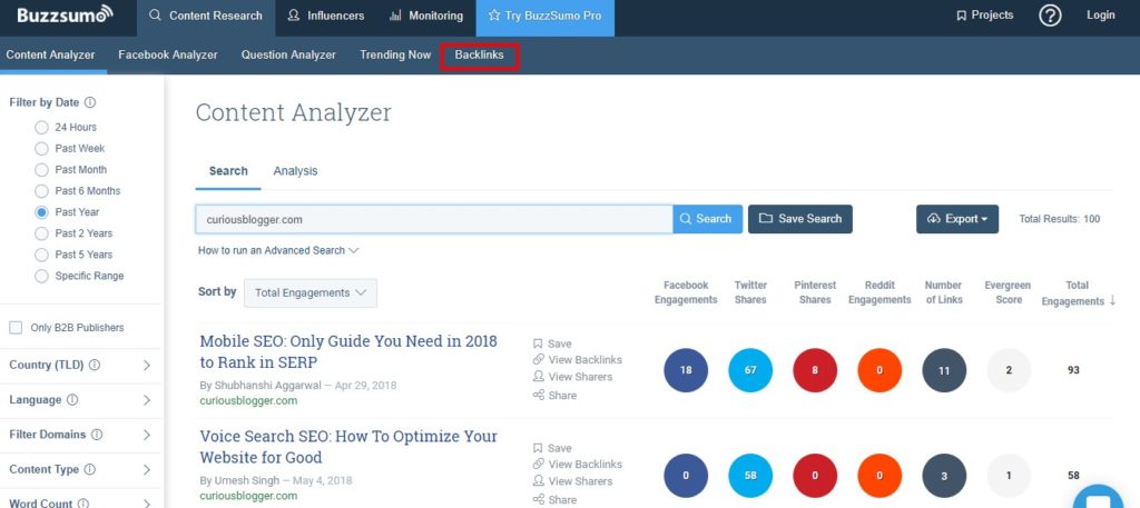 buzzsumo baclink checker