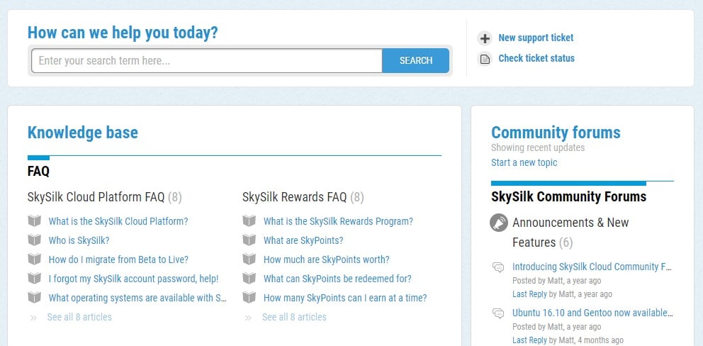 Support SkySilk Cloud Support