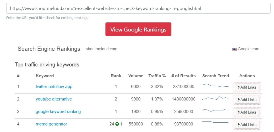 HOTH - Free Google Search Engine Rankings Checker Tool