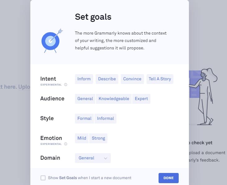 Grammarly set goals