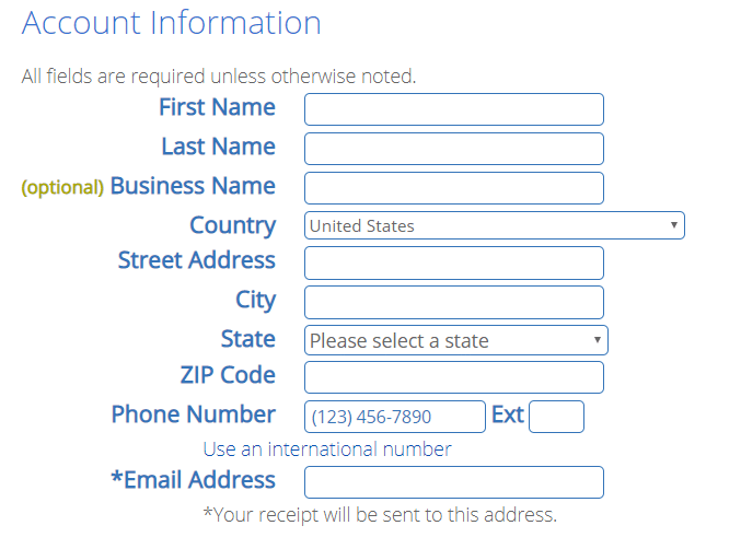 Create Your Account - Bluehost