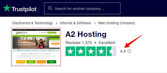 A2 Hosting Reviews Turst Pilot