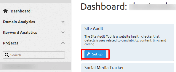 SEMrush site audit setup