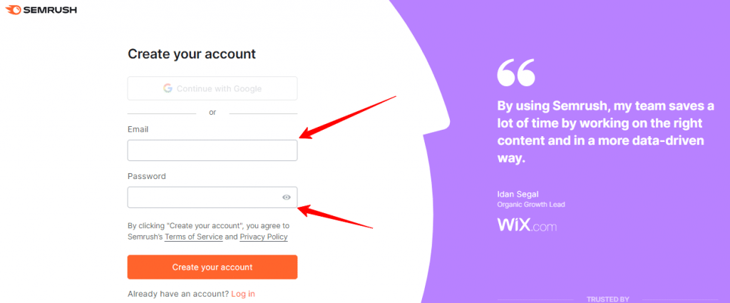 Sign up – Semrush