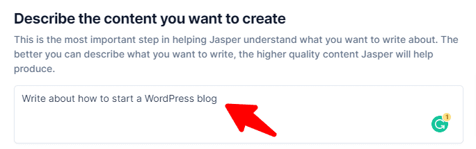 Describe the content you want Jasper