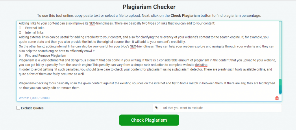 Plagiarism checker