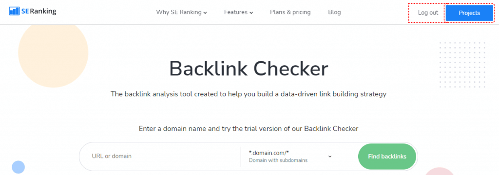 SE Ranking backlink checker