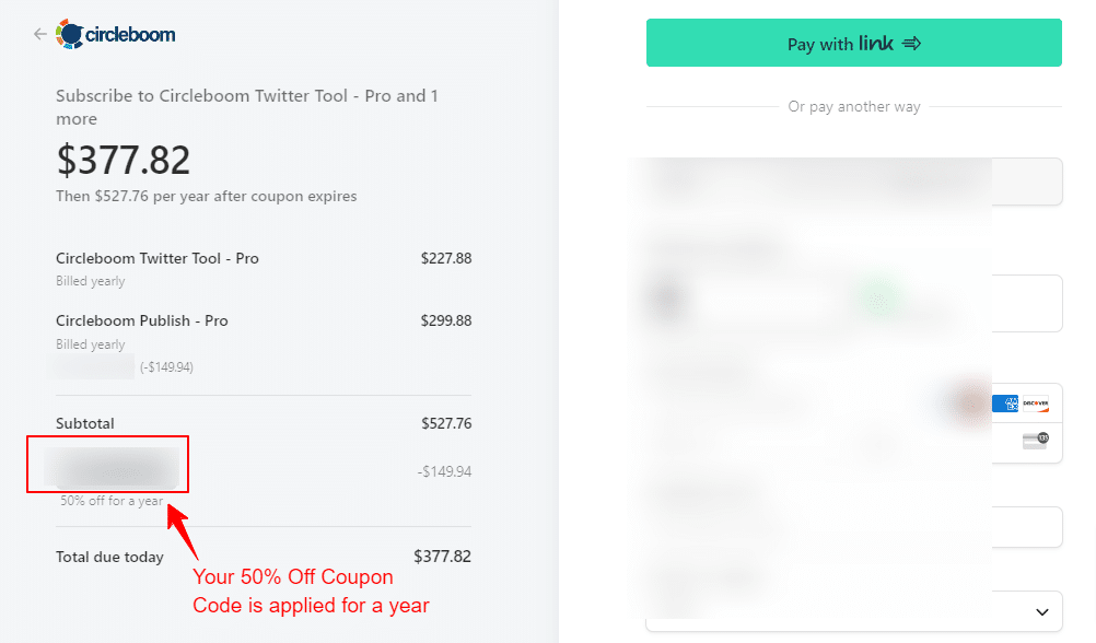 CIRCLEBOOM payment page