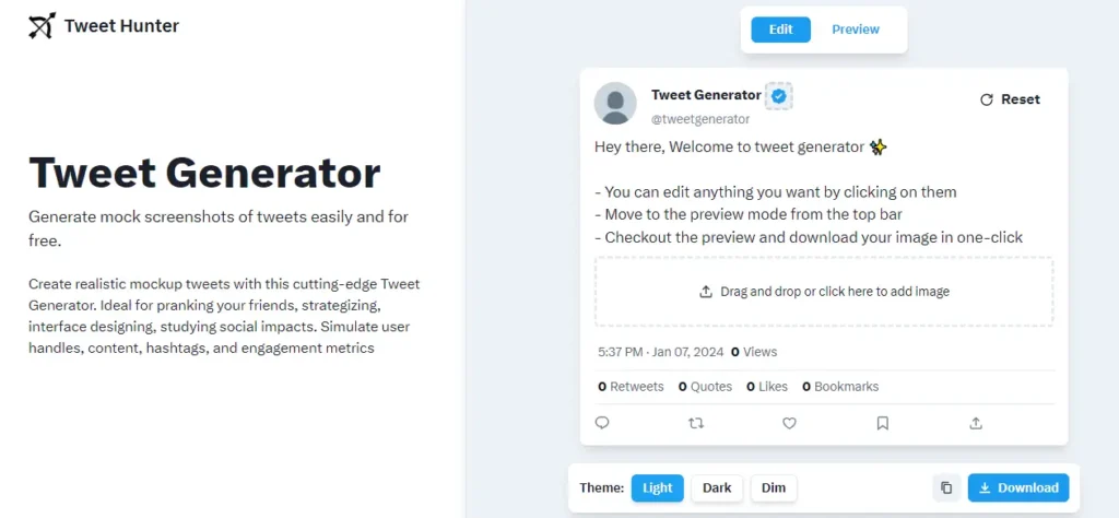 tweethuter fake tweet generator