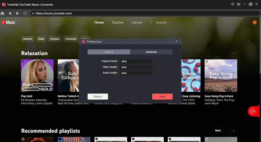 embedded YouTube Music Web Player