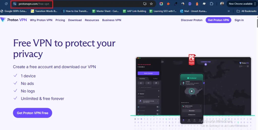 Protonvpn homepage