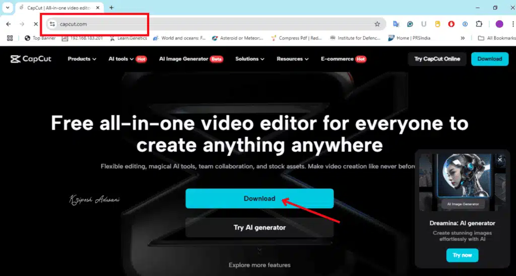 visit capcut website