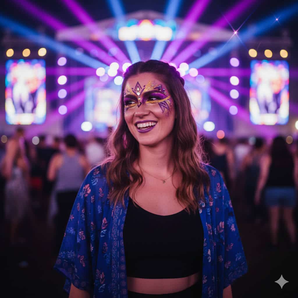 Festival Fashion with Artistic Makeup